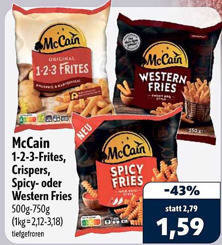 McCain 1-2-3-Frites, Crispers, Spicy- oder Western Fries