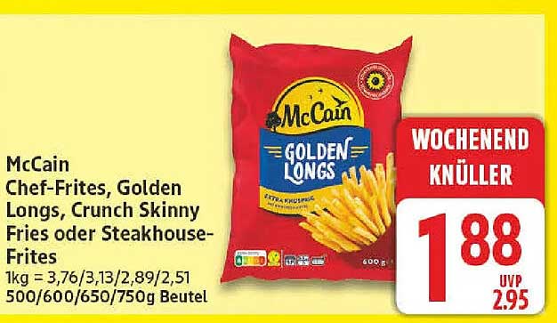 McCain Chef-Frites, Golden Longs, Crunch Skinny Fries oder Steakhouse-Frites