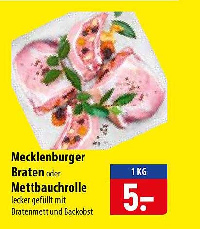 Mecklenburger Braten oder Mettbauchrolle lecker gefüllt mit Bratenmett und Backobst