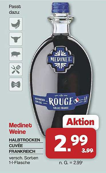 Medinet Weine HALBTROCKEN CUVÉE FRANKREICH versch. Sorten 1-l-Flasche