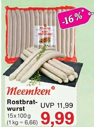 Meemken Rostbratwurst 15 x 100 g (1 kg = 6,66)