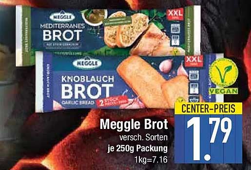 Meggle Brot versch. Sorten je 250g Packung 1kg=7.16