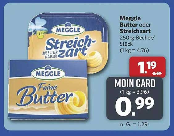 Meggle Butter oder Streichzart 250-g-Becher/Stück