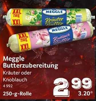 Meggle Butterzubereitung Kräuter oder Knoblauch 250-g-Rolle
