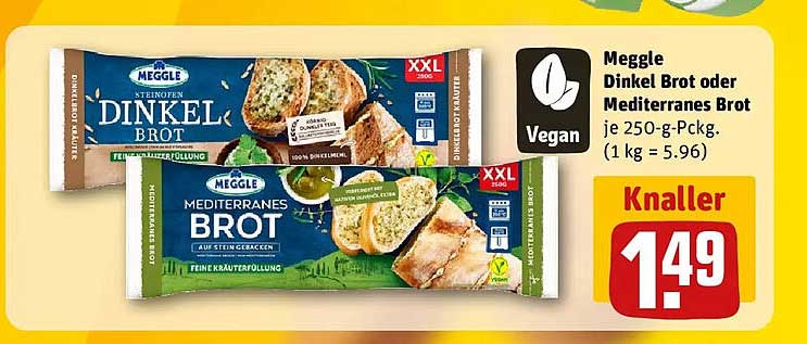 Meggle Dinkel Brot oder Mediterranes Brot je 250-g-Packg.