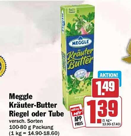Meggle Kräuter-Butter Riegel oder Tube
