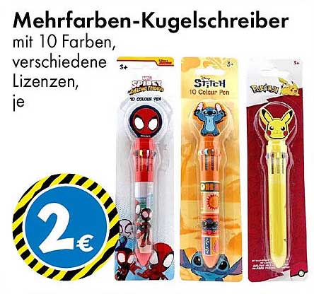 Mehrfarben-Kugelschreiber mit 10 Farben, verschiedene Lizenzen, je