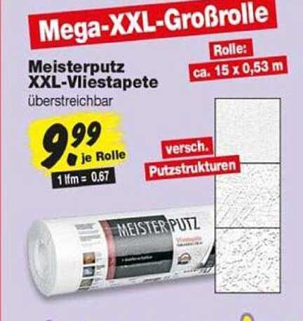 Meisterputz XXL-Vliestapete überstreichbar