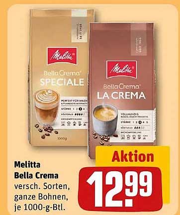 Melitta Bella Crema versch. Sorten, ganze Bohnen, je 1000-g-Btl.