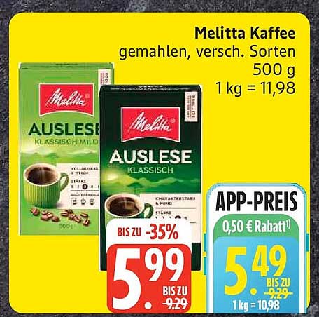 Melitta Kaffee gemahlen, versch. Sorten 500 g