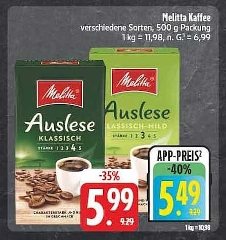 Melitta Kaffee verschiedene Sorten, 500 g Packung