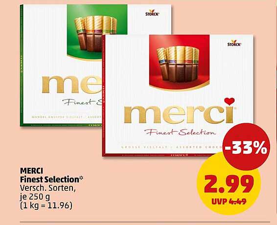 MERCI Finest Selection* Versch. Sorten, je 250 g (1 kg = 11.96)