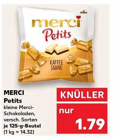 merci Petits kleine Merci-Schokoladen, versch. Sorten je 125-g-Beutel (1 kg = 14.32)