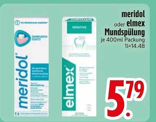 meridol oder elmex Mundspülung je 400ml Packung 1l=14.48