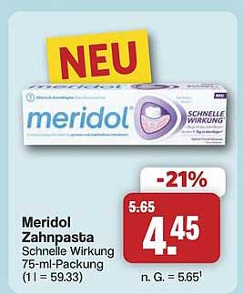 Meridol Zahnpasta Schnelle Wirkung 75-ml-Packung (1 l = 59.33)