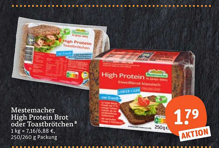 Mestemacher High Protein Brot oder Toastbrötchen