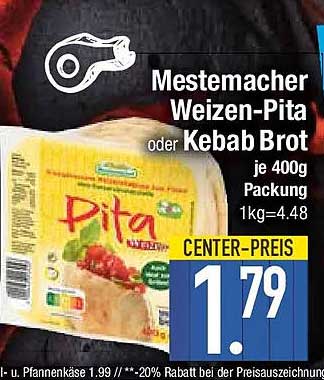 Mestemacher Weizen-Pita oder Kebab Brot