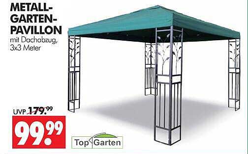 METALL-GARTEN-PAVILLON mit Dachabzug, 3x3 Meter