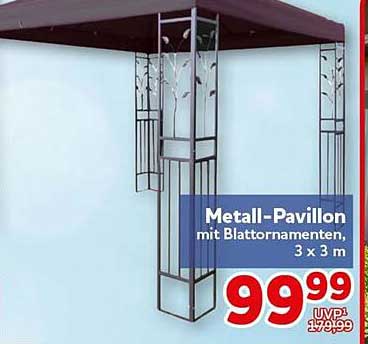 Metall-Pavillon mit Blattrornamenten, 3 x 3 m