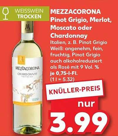 MEZZACORONA Pinot Grigio, Merlot, Moscato oder Chardonnay