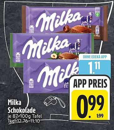 Milka Schokolade je 87–100g Tafel