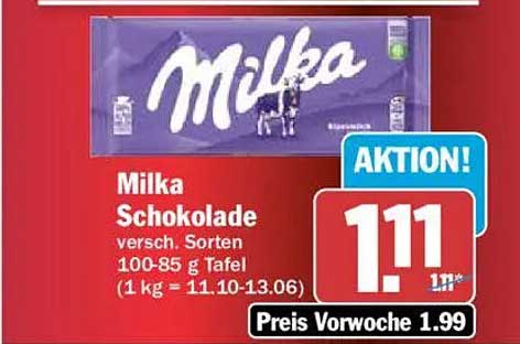Milka Schokolade versch. Sorten 100-85 g Tafel (1 kg = 11.10-13.06)