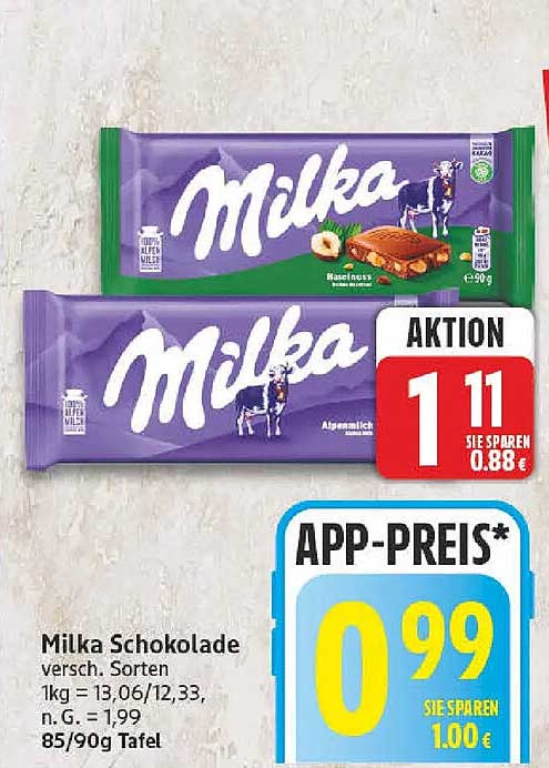 Milka Schokolade versch. Sorten 85/90g Tafel