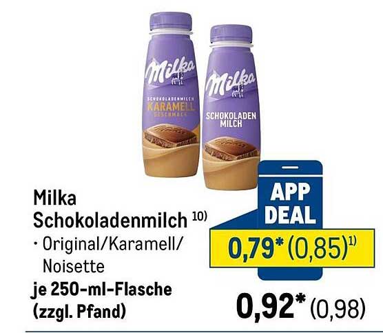 Milka Schokoladenmilch 10) • Original/Karamell/Noisette je 250-ml-Flasche (zzgl. Pfand)