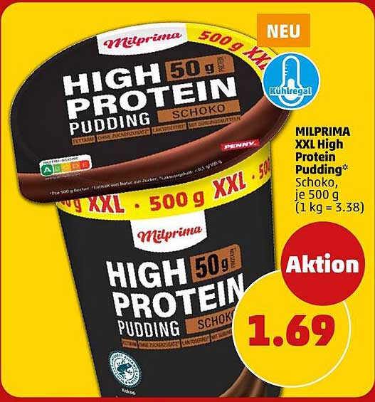 MILPRIMA XXL High Protein Pudding* Schoko, je 500 g (1 kg = 3.38)