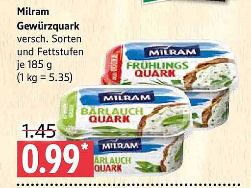 Milram Gewürzquark versch. Sorten und Fettstufen je 185 g (1 kg = 5.35)