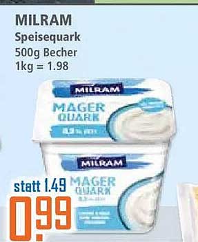 MILRAM Speisequark 500g Becher 1kg = 1.98