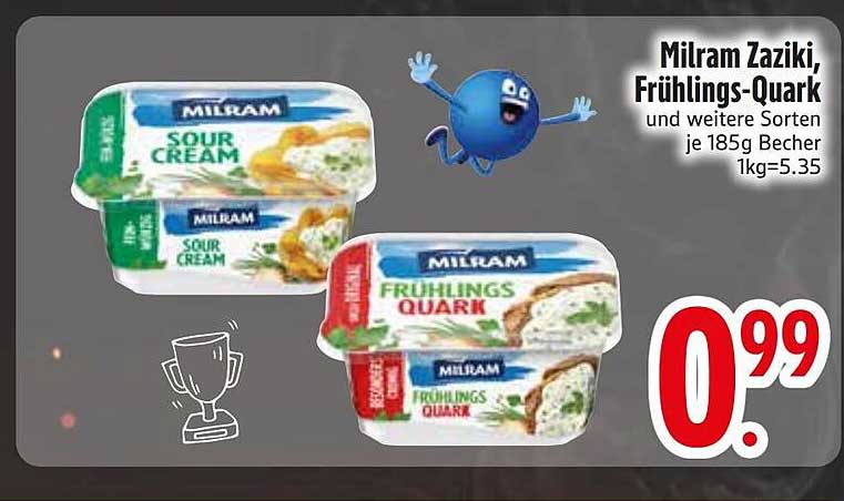 Milram Zaziki, Frühlings-Quark und weitere Sorten je 185g Becher 1kg=5.35