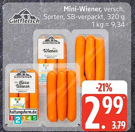 Mini-Wiener, versch. Sorten, SB-verpackt, 320 g