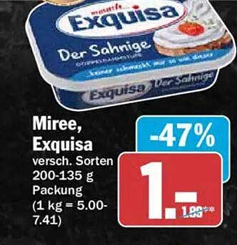 Miree, Exquisa versch. Sorten 200-135 g Packung (1 kg = 5.00-7.41)