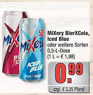 MiXery BierXCola, Iced Blue oder weitere Sorten 0,5-L-Dose (1 L = € 1,98)