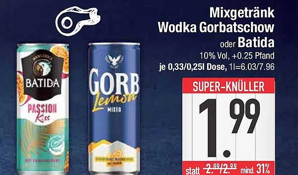 Mixgetränk Wodka Gorbatschow oder Batida