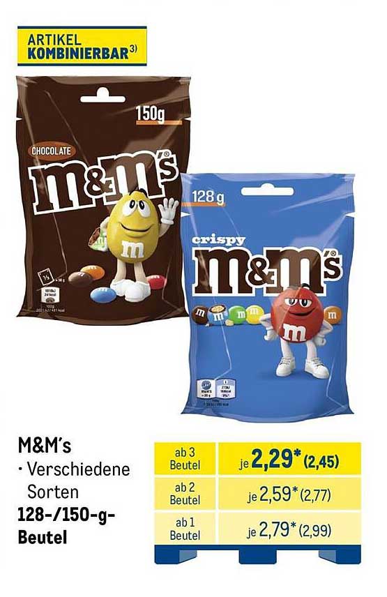 M&M’s - Verschiedene Sorten 128-/150-g-Beutel