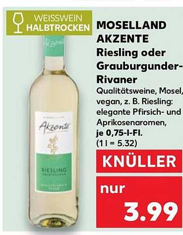MOSELLAND AKZENTE Riesling oder Grauburgunder-Rivaner