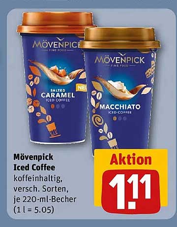 Mövenpick Iced Coffee koffeinhaltig, versch. Sorten, je 220-mL-Becher (1 l = 5.05)