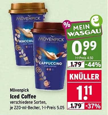 Mövenpick Iced Coffee verschiedene Sorten, je 220-ml-Becher, 1-l-Preis 5.05
