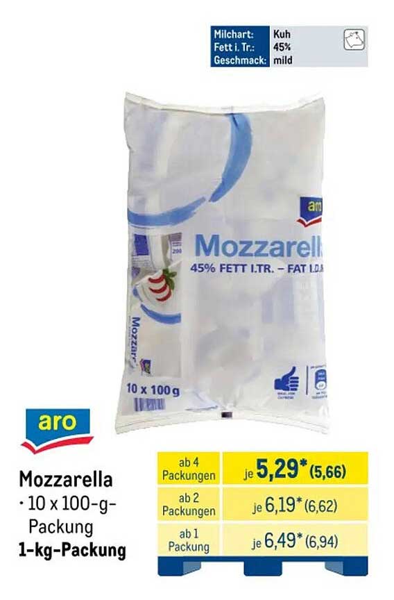 Mozzarella • 10 x 100-g-Packung 1-kg-Packung