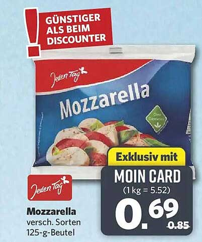 Mozzarella versch. Sorten 125-g-Beutel