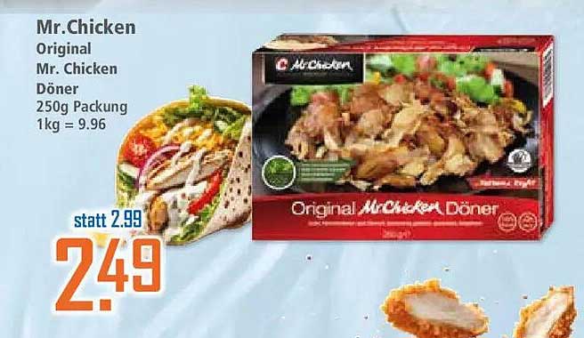 Mr. Chicken Original Mr. Chicken Döner 250g Packung 1kg = 9.96