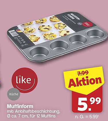 Muffinform mit Antihaftbeschichtung, Ø ca. 7 cm, für 12 Muffins