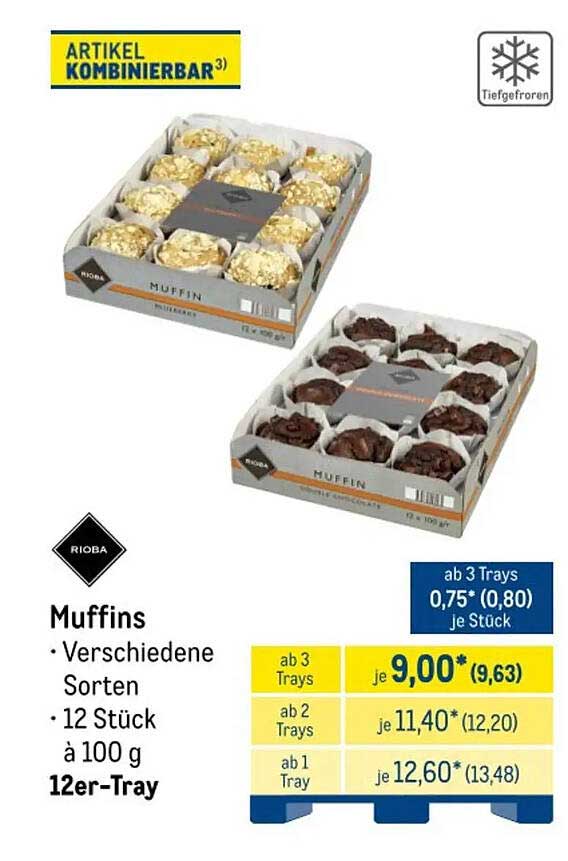 Muffins · Verschiedene Sorten · 12 Stück à 100 g · 12er-Tray