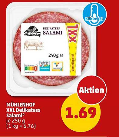 MÜHLENHOF XXL Delikatess Salami* je 250 g (1 kg = 6.76)