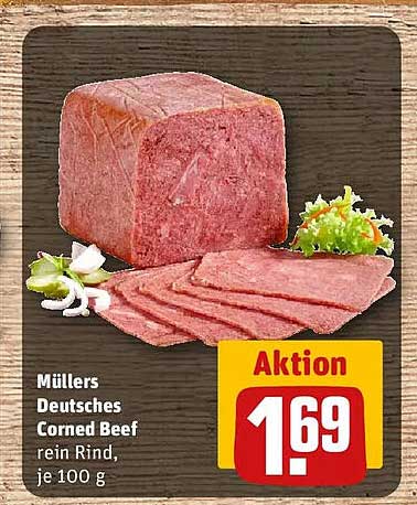 Müllers Deutsches Corned Beef rein Rind, je 100 g