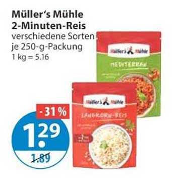 Müller´s Mühle 2-Minuten-Reis verschiedene Sorten je 250-g-Packung 1 kg = 5.16