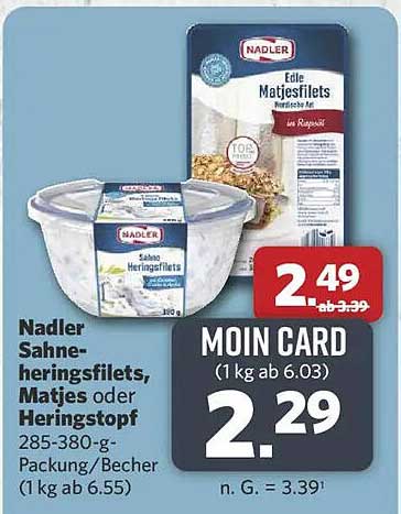 Nadler Sahneheringsfilets, Matjes oder Heringsstipp