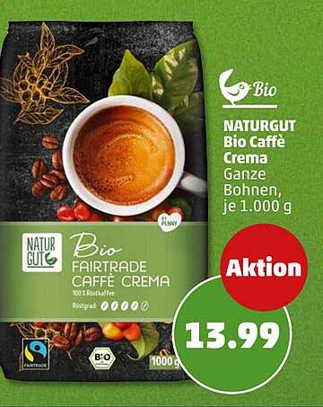 NATURGUT Bio Caffè Crema Ganze Bohnen, je 1.000 g